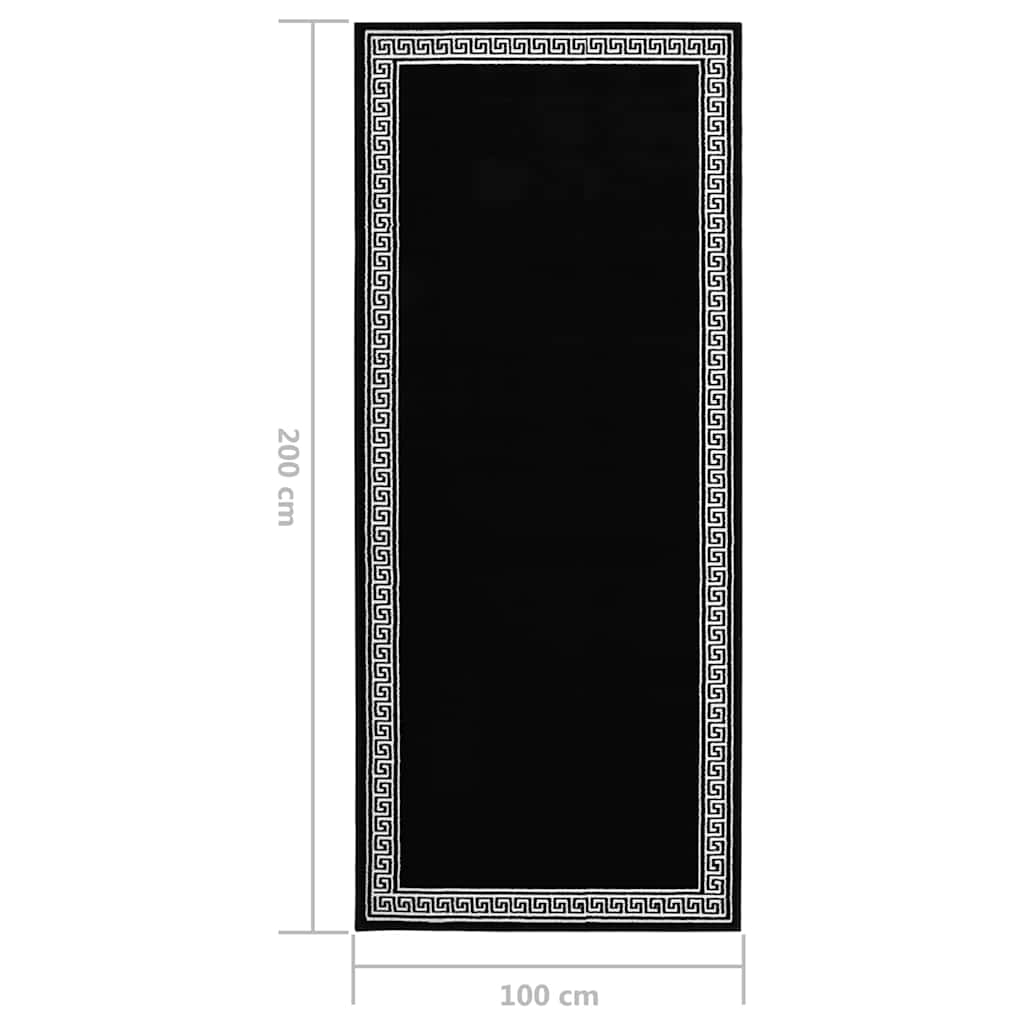 Tappeto Lungo in BCF Nero con Motivo 100x200 cm