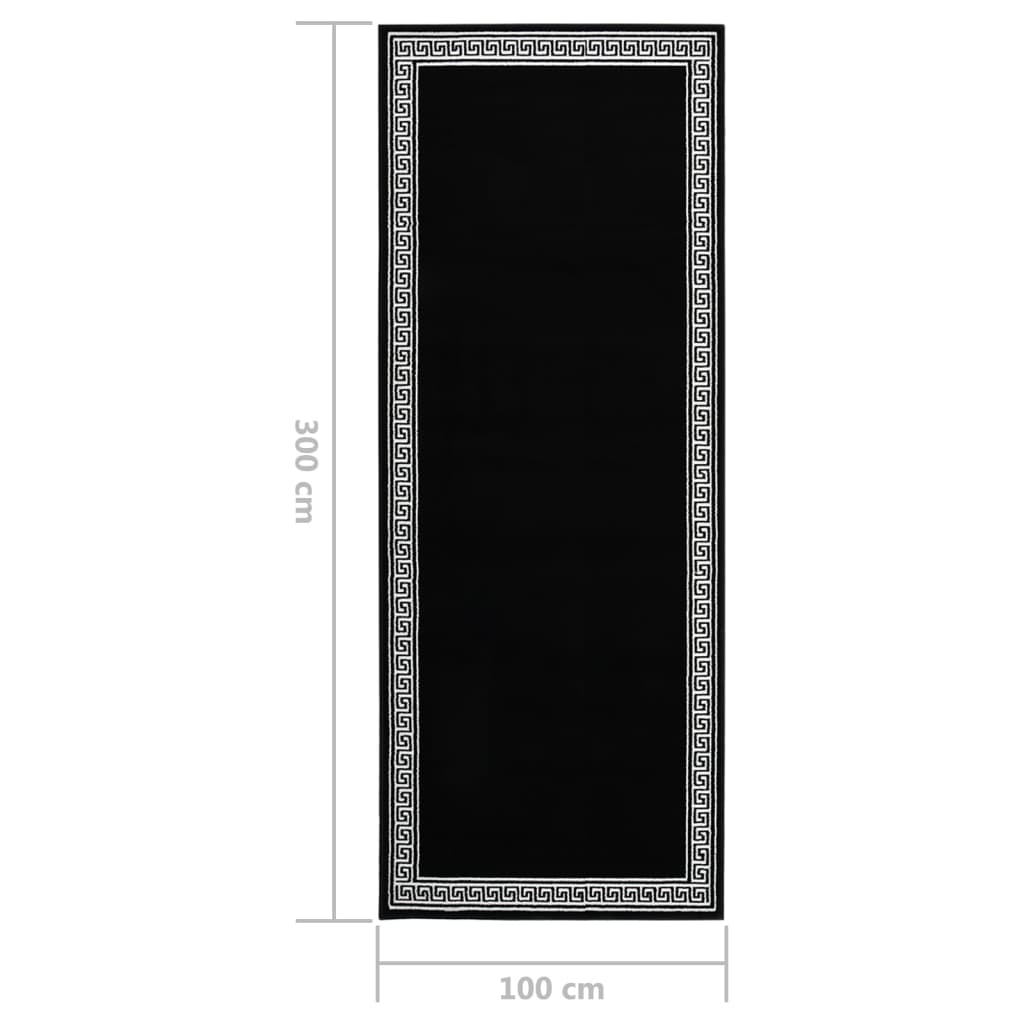 Tappeto Lungo in BCF Nero con Motivo 100x300 cm