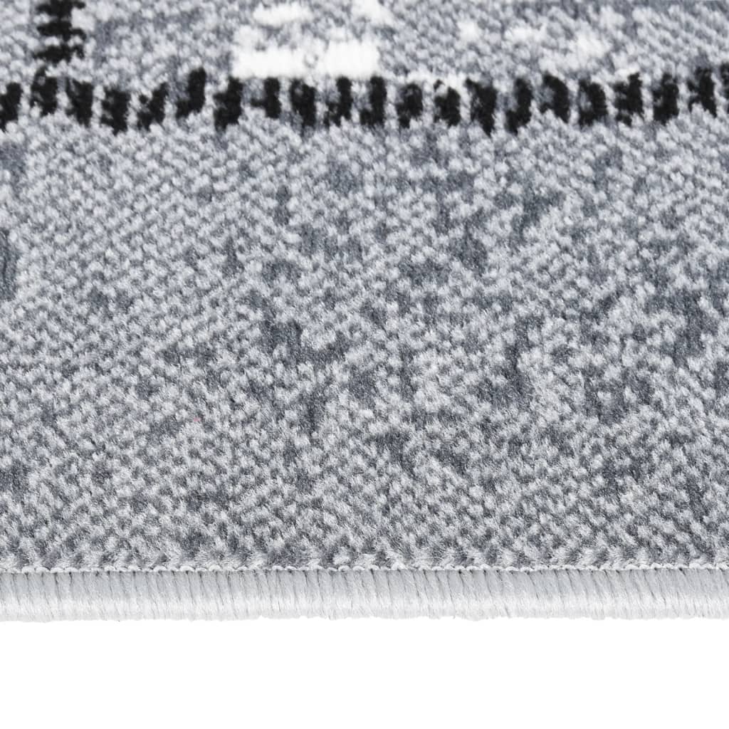 Tappeto Lungo in BCF Grigio con Motivo a Blocchi 60x250 cm