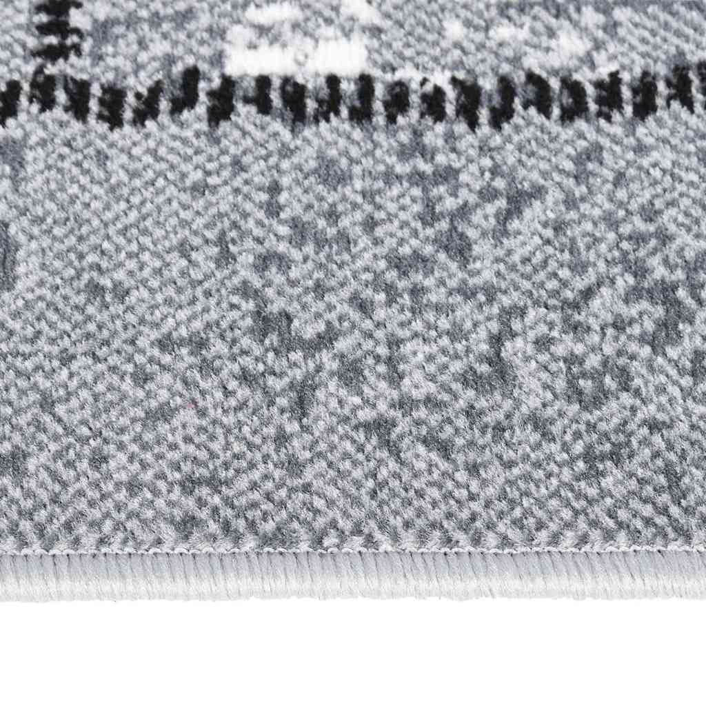 Tappeto Lungo in BCF Grigio con Motivo a Blocchi 60x350 cm