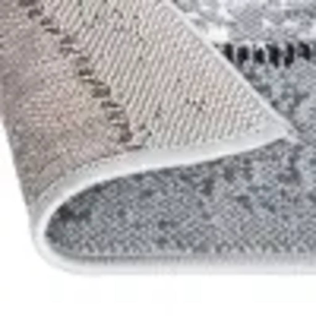 Tappeto Lungo in BCF Grigio con Motivo a Blocchi 60x450 cm