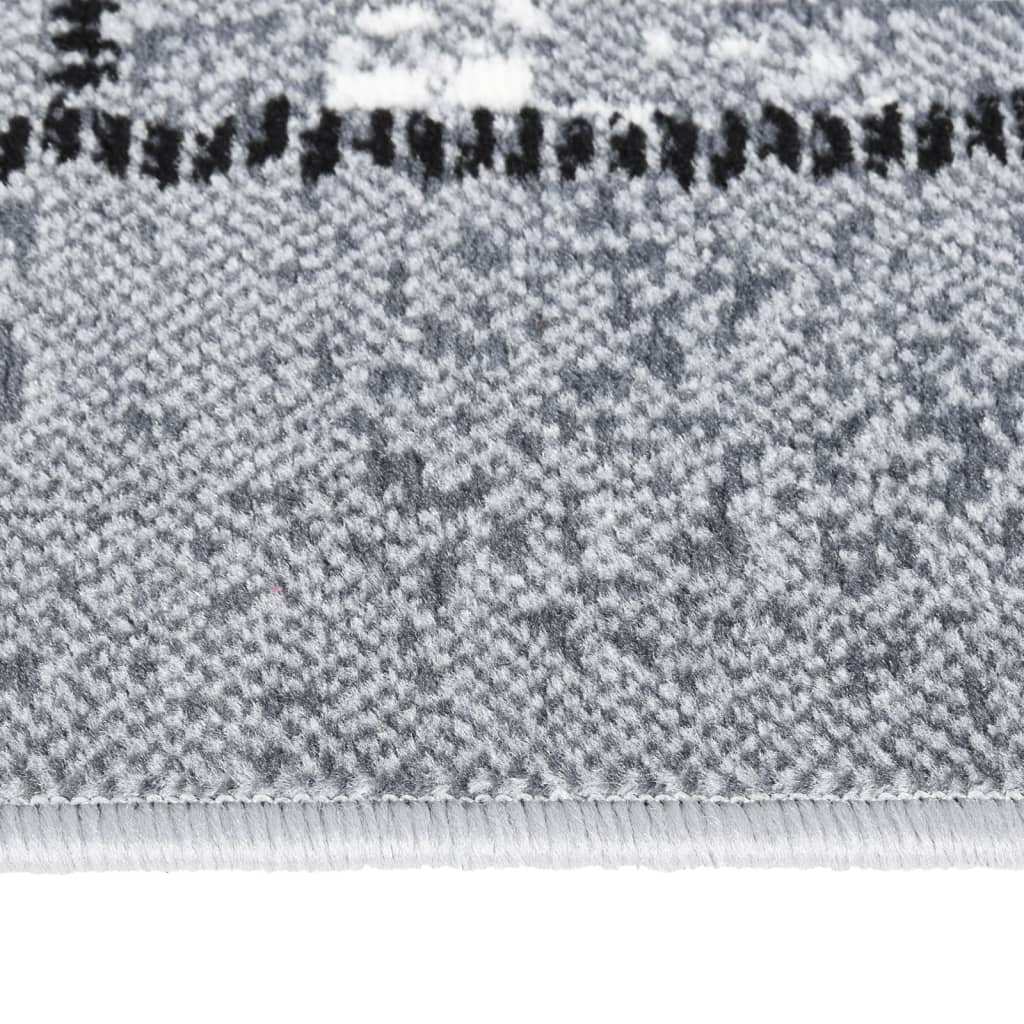 Tappeto Lungo in BCF Grigio con Motivo a Blocchi 80x200 cm
