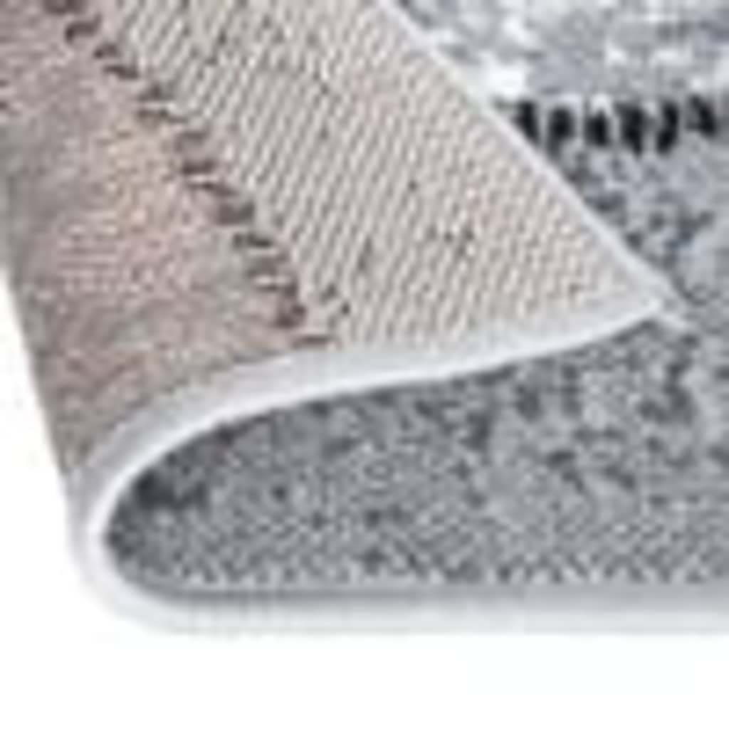 Tappeto Lungo in BCF Grigio con Motivo a Blocchi 80x450 cm