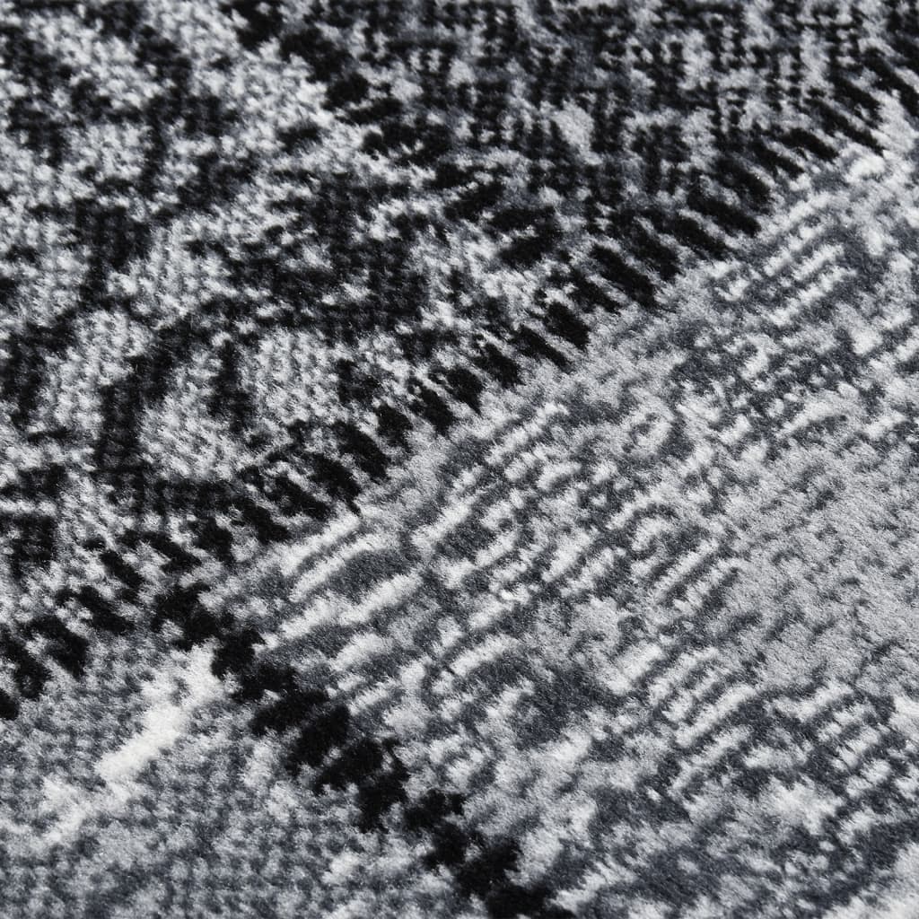 Tappeto Lungo in BCF Grigio con Motivo a Blocchi 80x500 cm