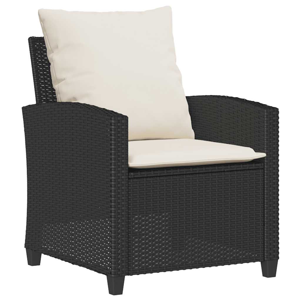 Set Divano da Giardino 6 pz con Cuscini Nero in Polyrattan