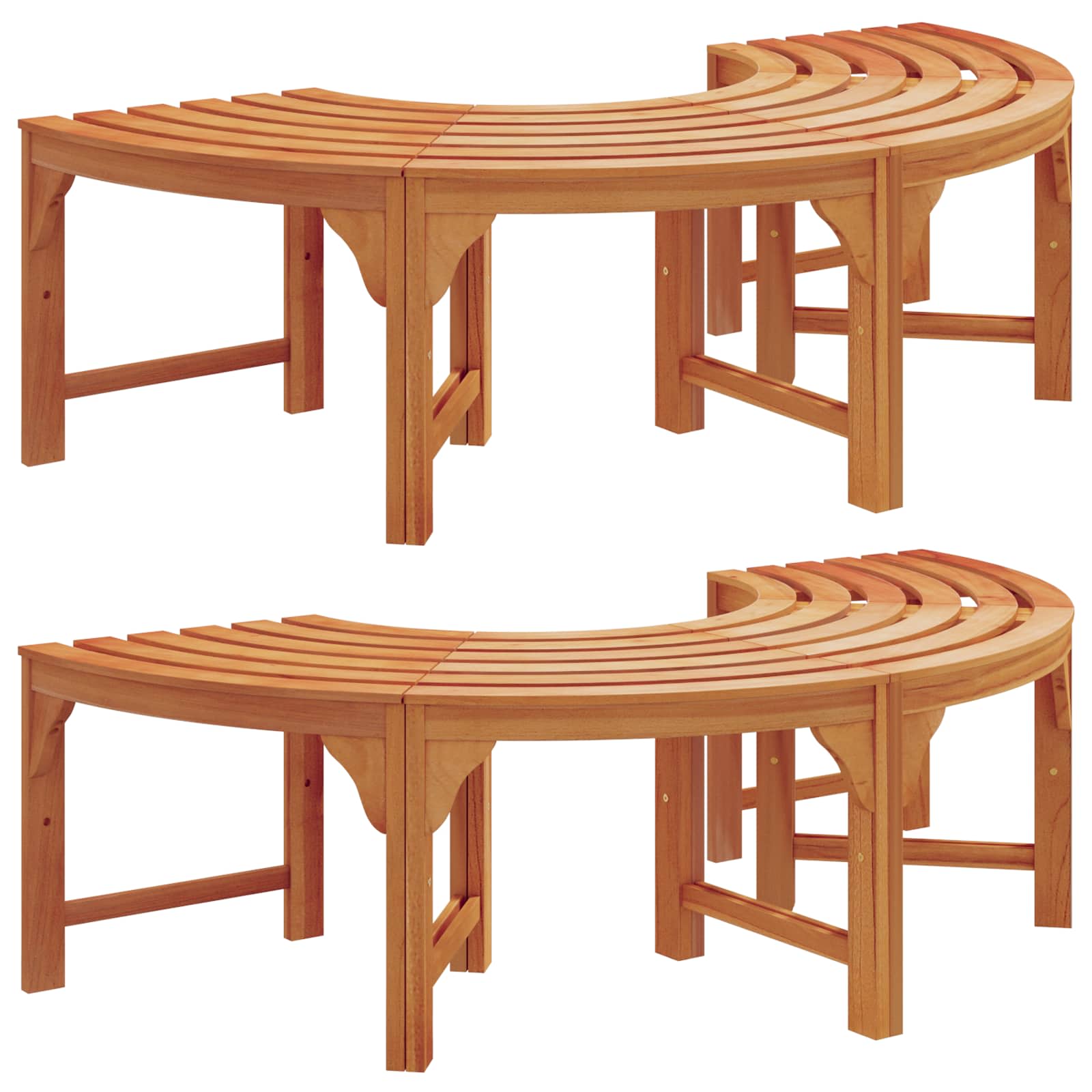 Panchina per Alberi 8 -Seater 2 pz 160 x 80 x 45cm Naturale