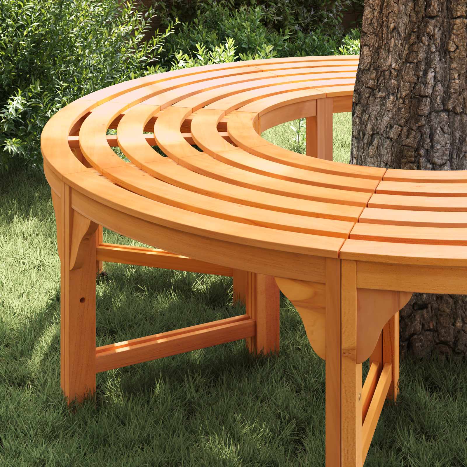 Panchina per Alberi 8 -Seater 2 pz 160 x 80 x 45cm Naturale