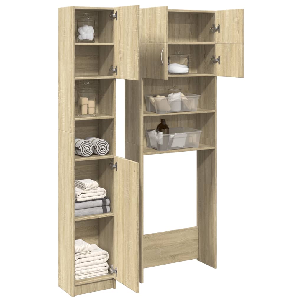 Set Mobili da Bagno 2 pz Rovere Sonoma in Legno Multistrato