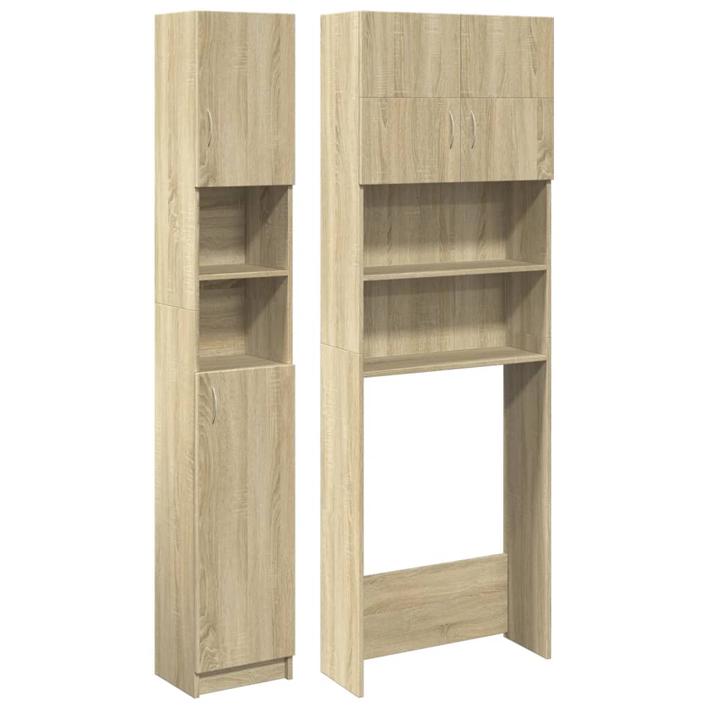 Set Mobili da Bagno 2 pz Rovere Sonoma in Legno Multistrato