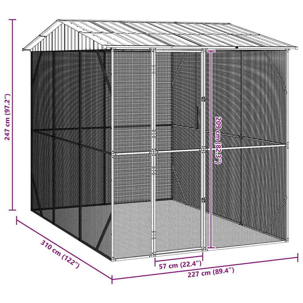 Gabbia per uccelli Antracite 227 x 310 x 247 cm