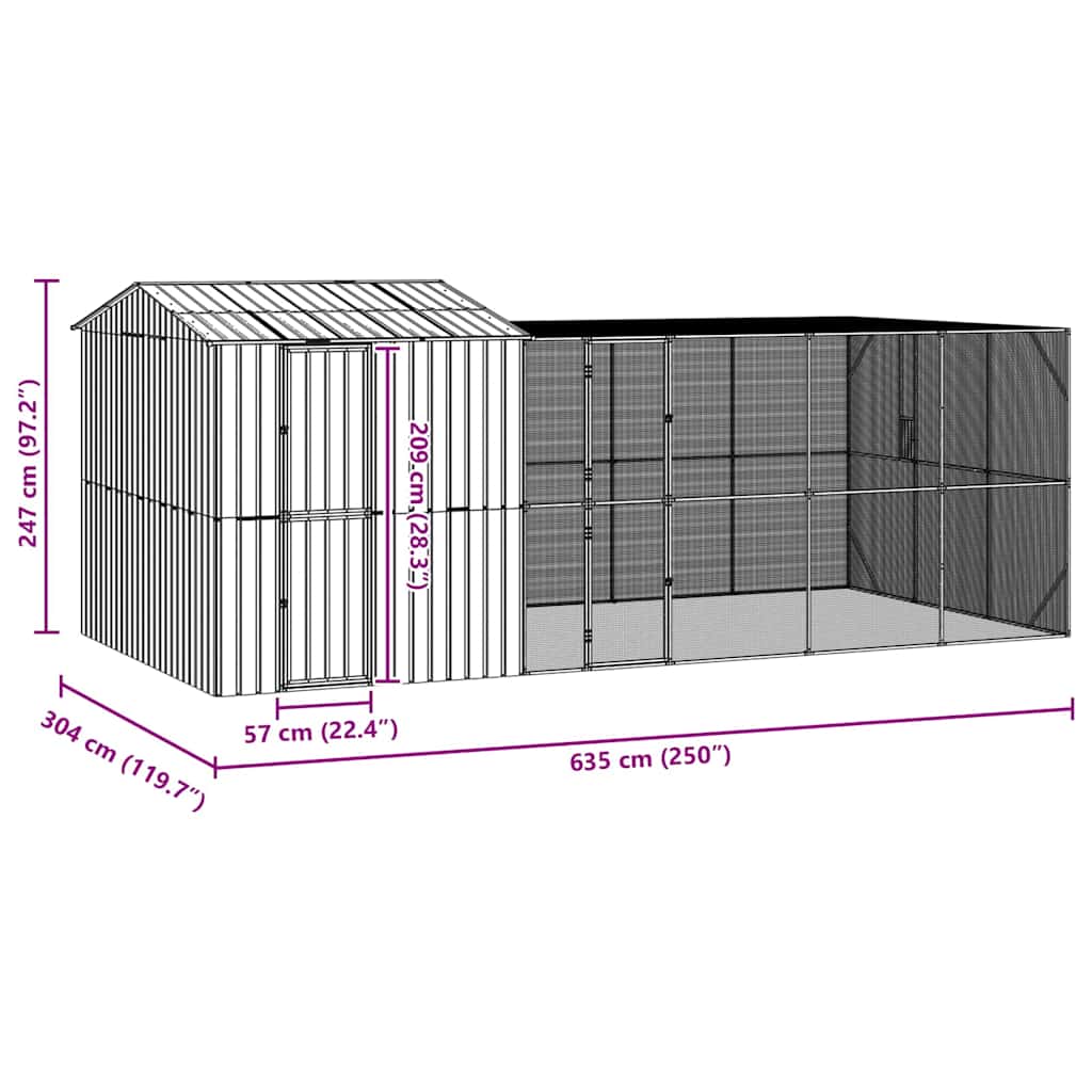 Gabbia per uccelli Antracite 635 x 304 x 247 cm Acciaio zincato