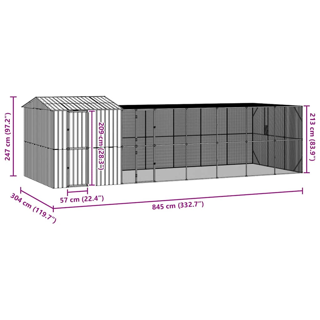 Gabbia per uccelli Antracite 845 x 304 x 247 cm Acciaio zincato