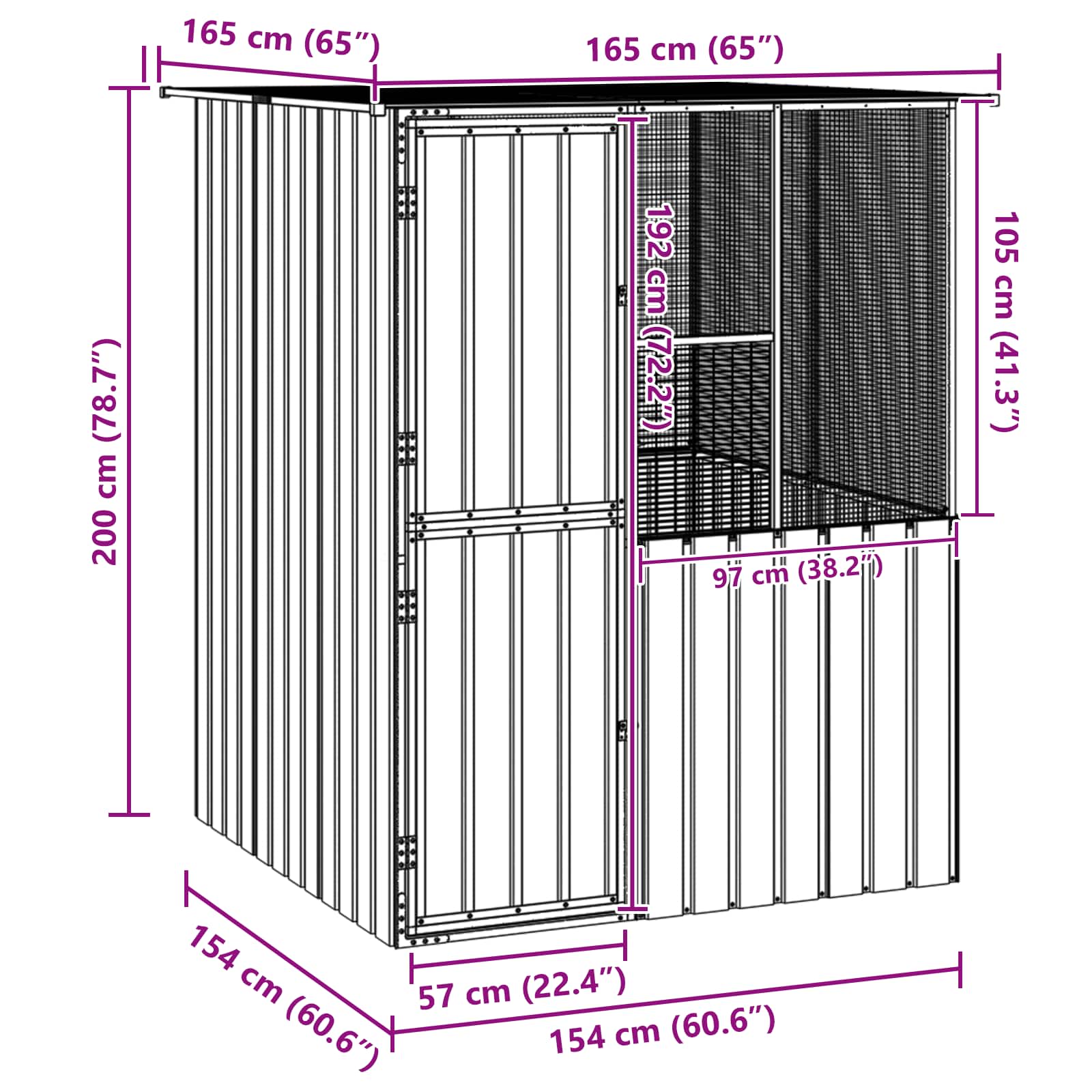 Gabbia per uccelli Antracite 165 x 165 x 200 cm Acciaio zincato