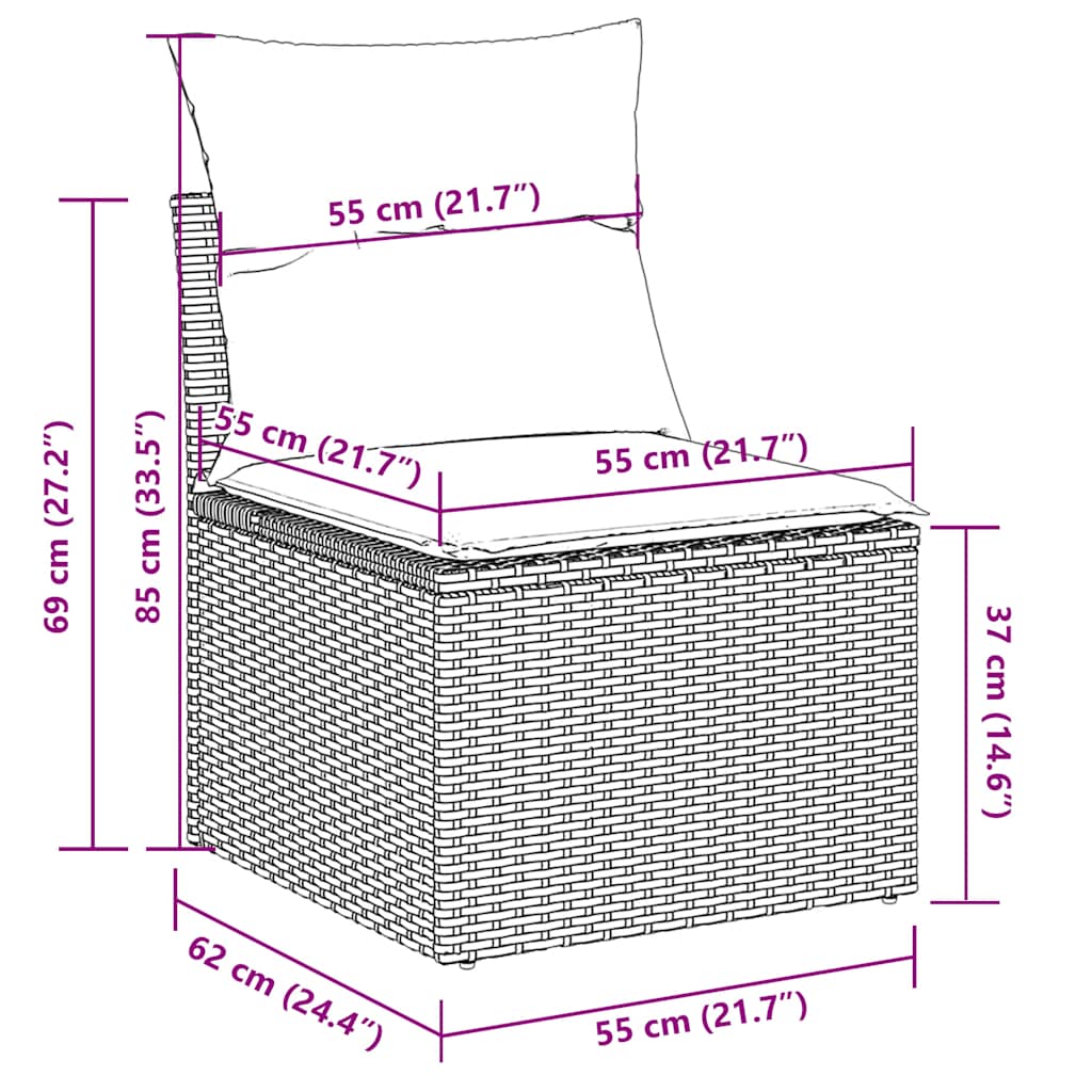 Set Divano da Giardino 6 pz con Cuscini Nero in Polyrattan