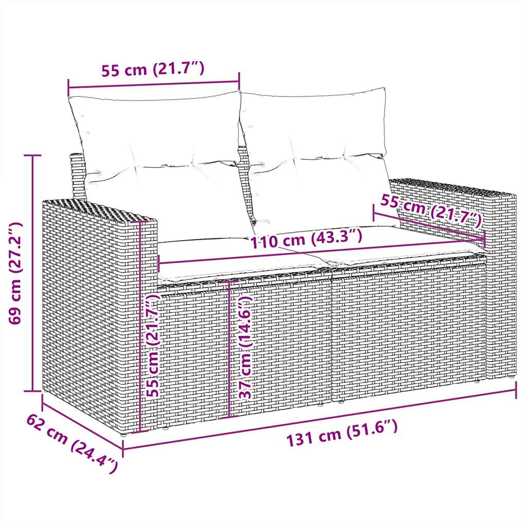 Set Divano da Giardino 5 pz con Cuscini Beige in Polyrattan