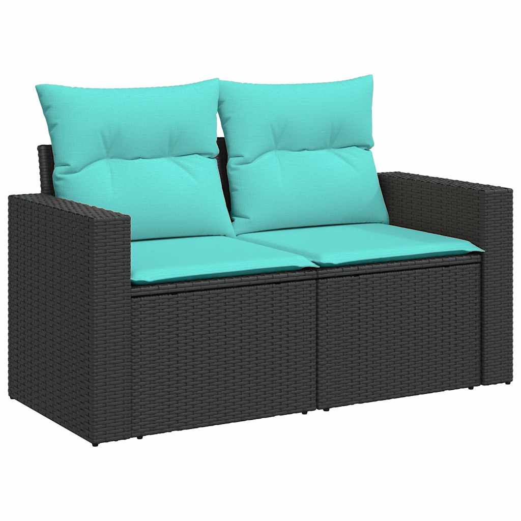 Set Divano da Giardino 6 pz con Cuscini Nero in Polyrattan