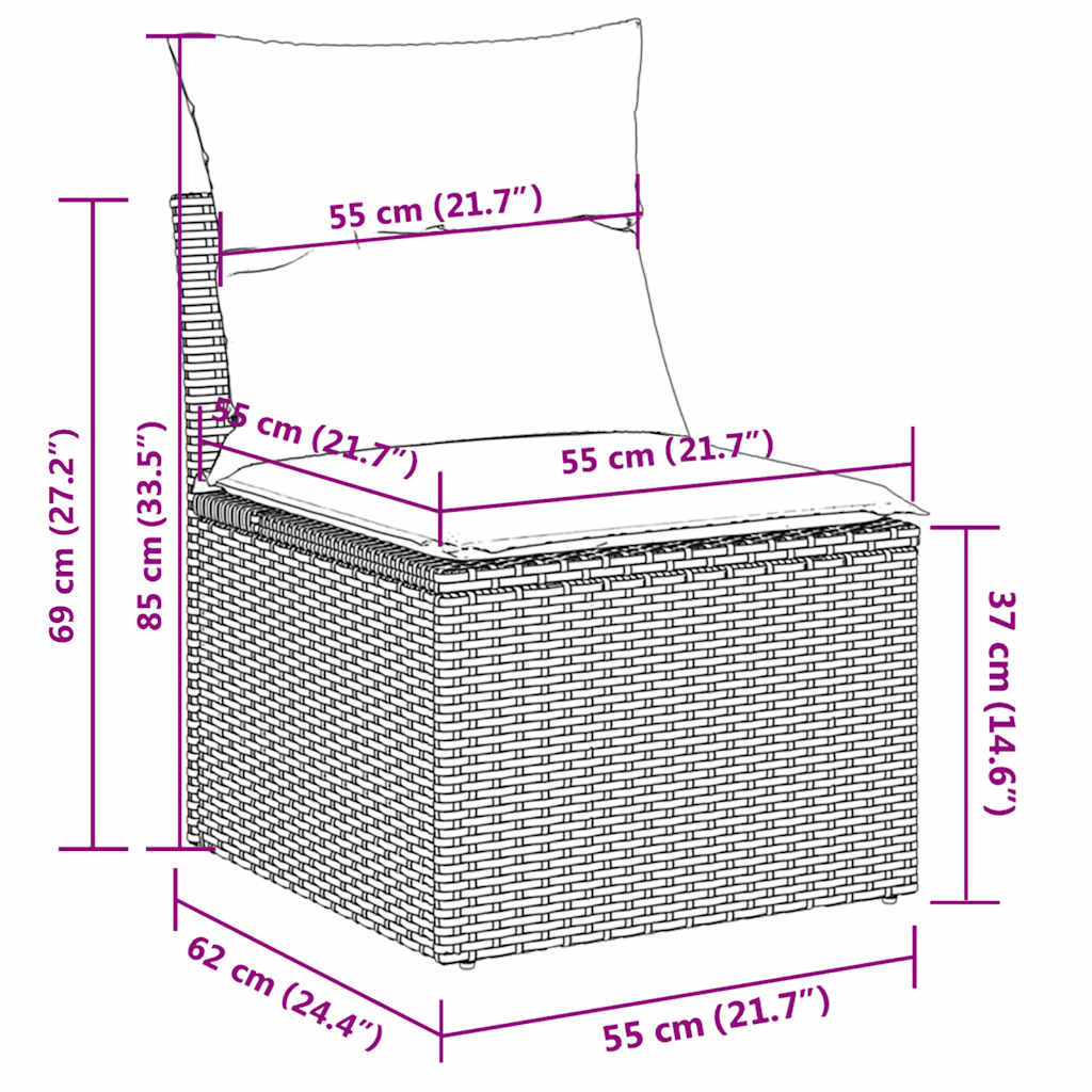 Set Divano da Giardino 6 pz con Cuscini Marrone in Polyrattan