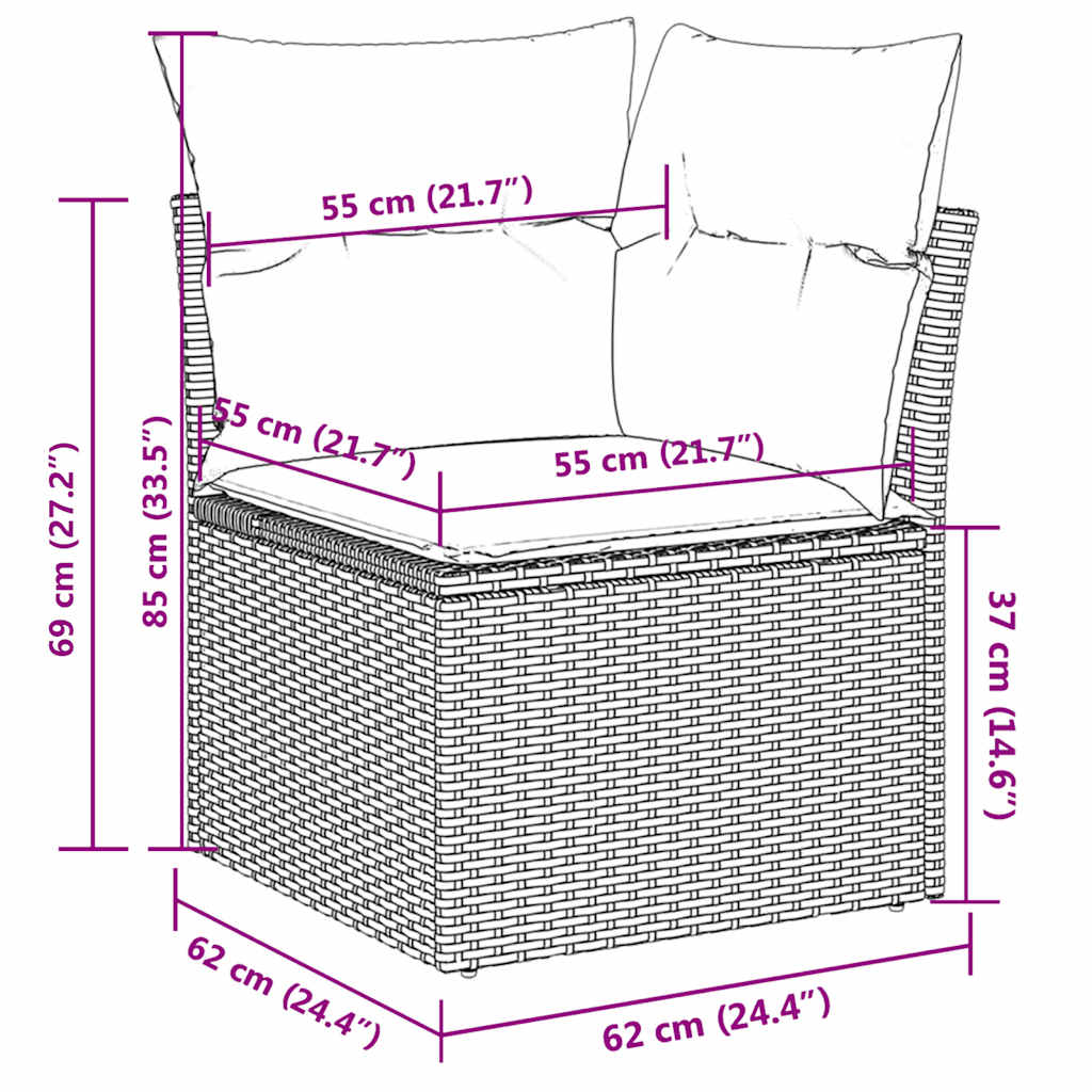 Set Divani da Giardino 7 pz con Cuscini Grigio in Polyrattan