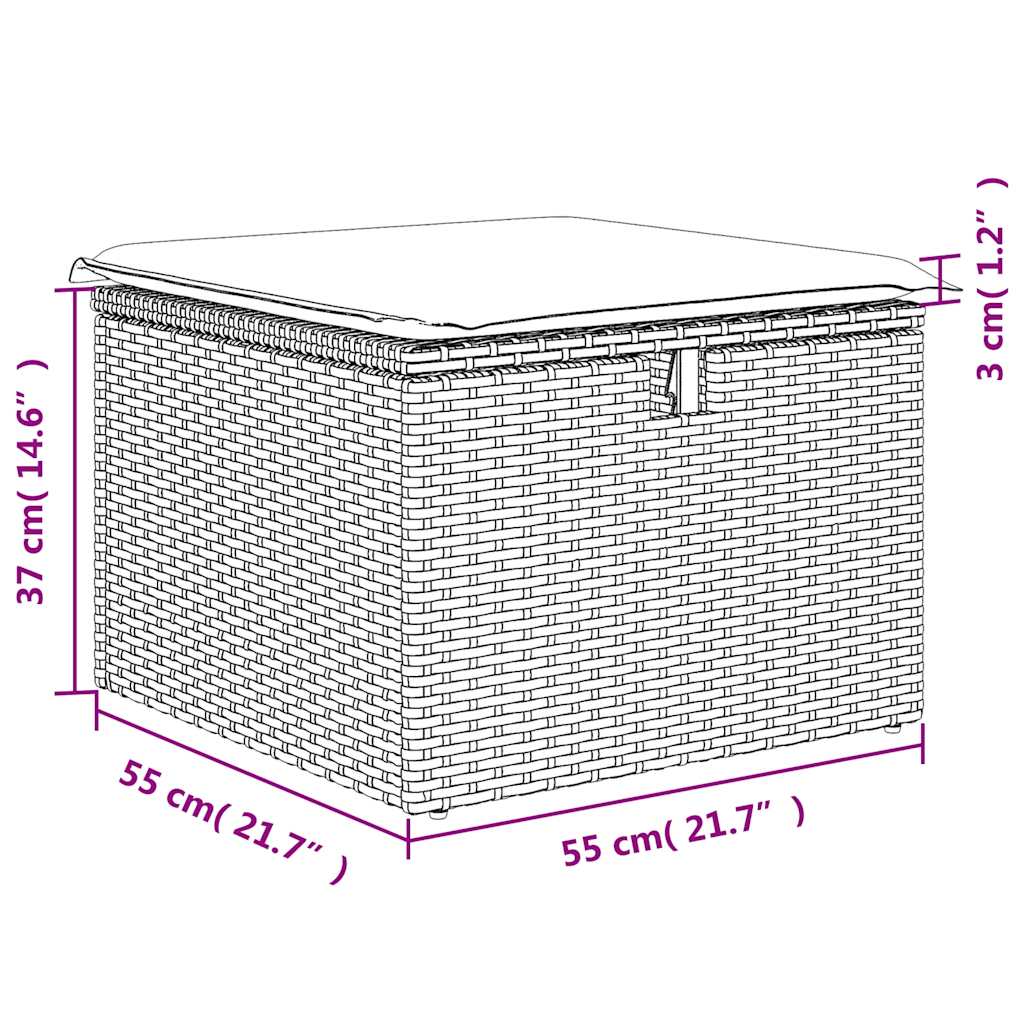 Set Divani da Giardino con Cuscini 7pz Nero Polyrattan