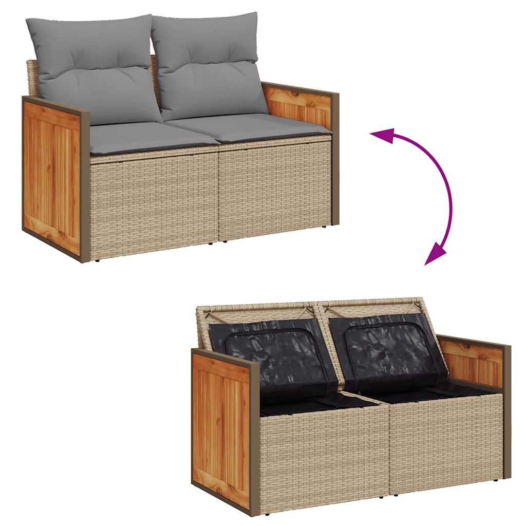 Set Divano da Giardino 6 pz con Cuscini Beige in Polyrattan