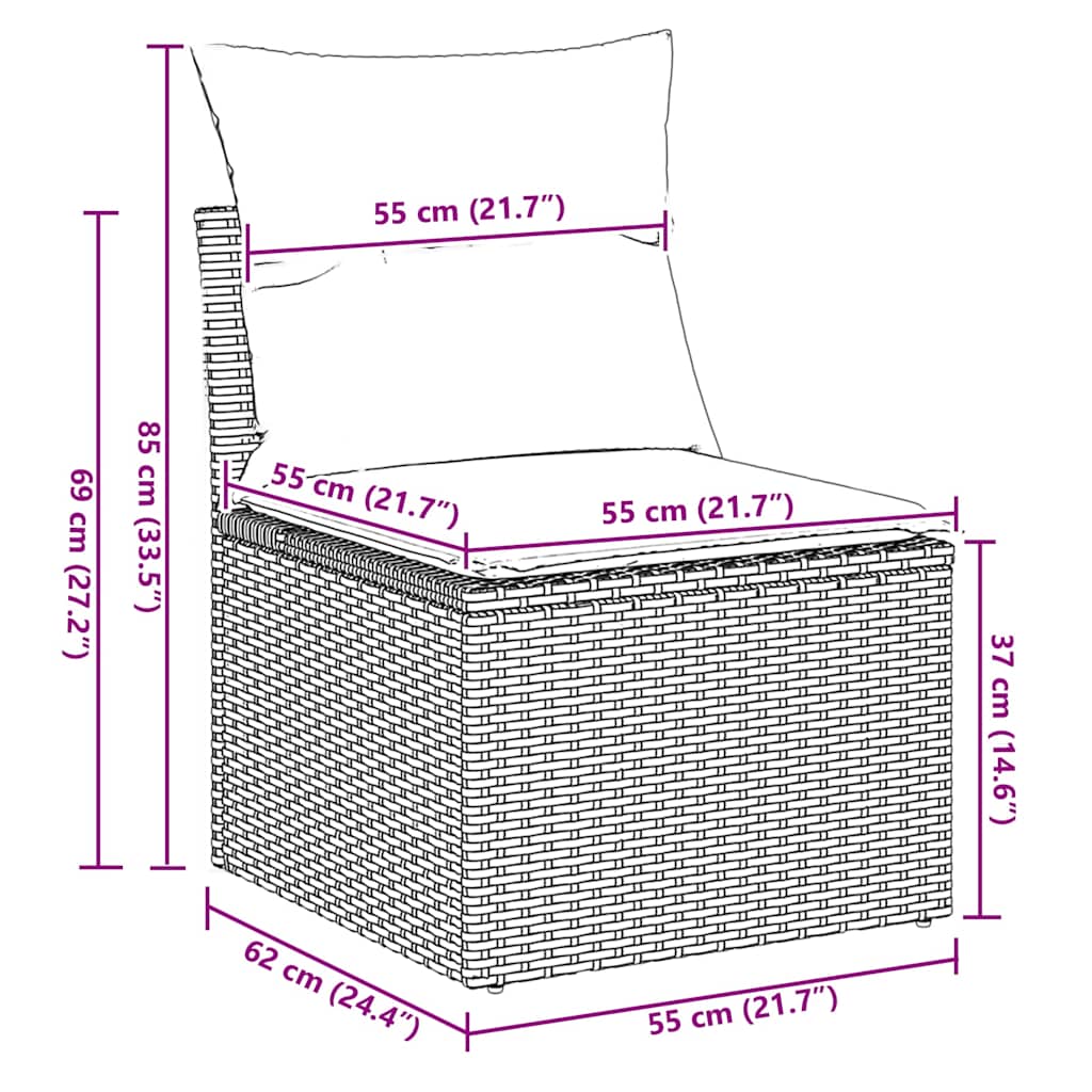 Set Divano da Giardino 5 pz Cuscini Marrone Polyrattan e Acacia