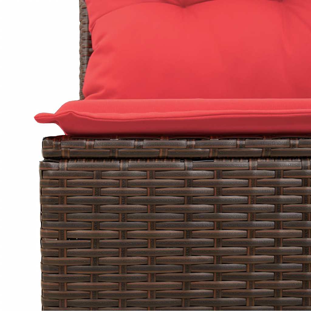 Set Divano da Giardino 5 pz Cuscini Marrone Polyrattan e Acacia