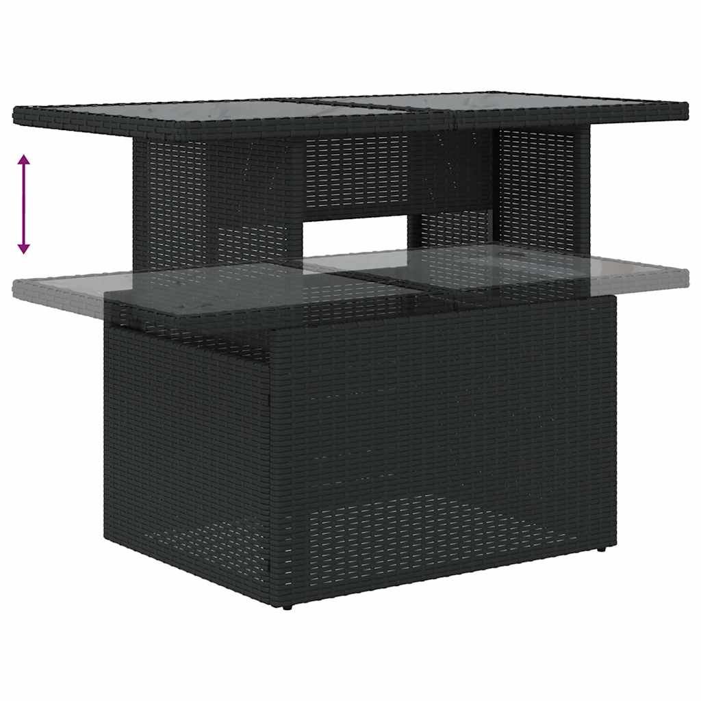 Set Divano da Giardino 6 pz con Cuscini Nero Polyrattan Acacia
