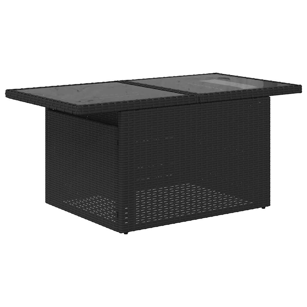 Set Divani da Giardino 5 pz con Cuscini Nero Polyrattan Acacia