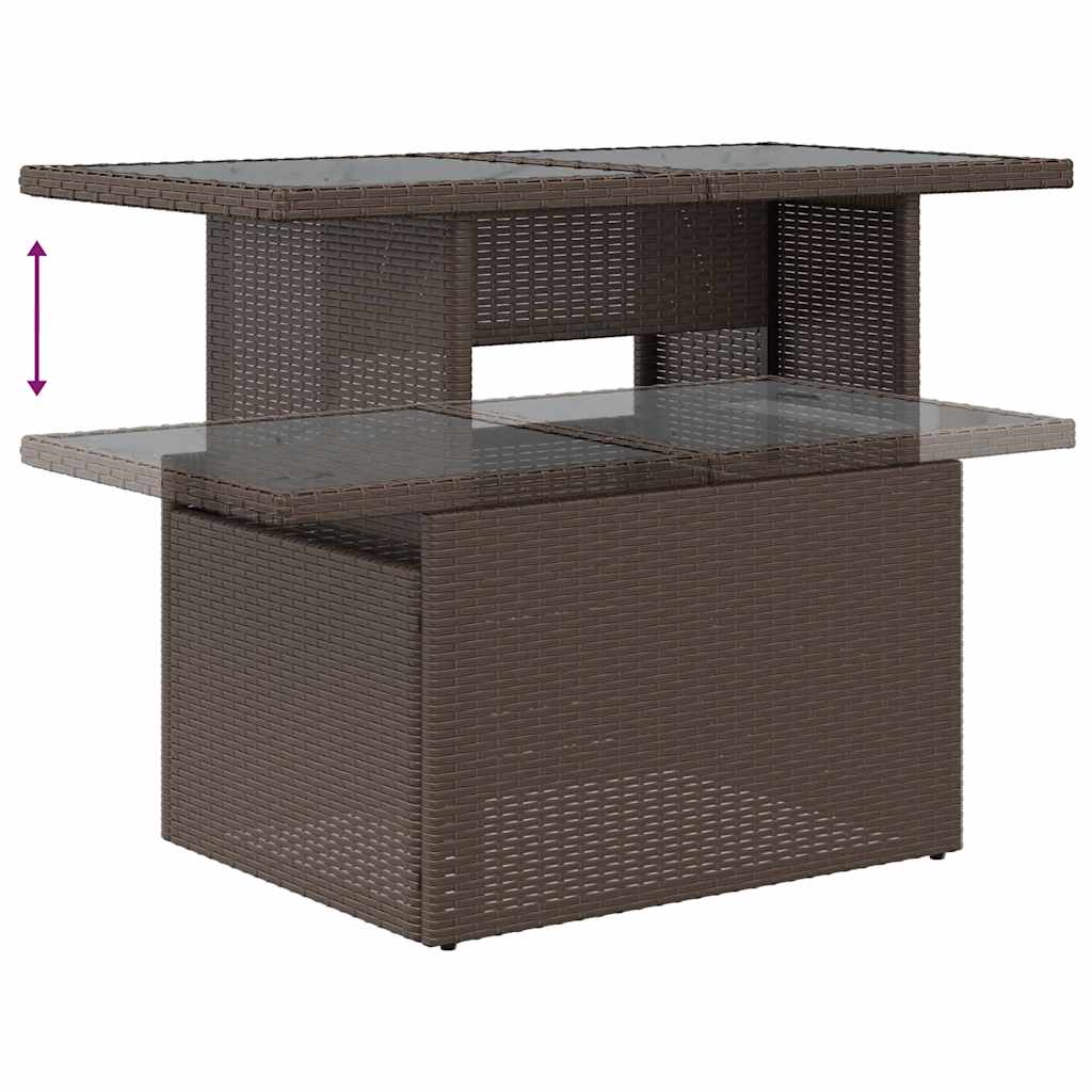 Set Divano da Giardino 5 pz Cuscini Marrone Polyrattan e Acacia
