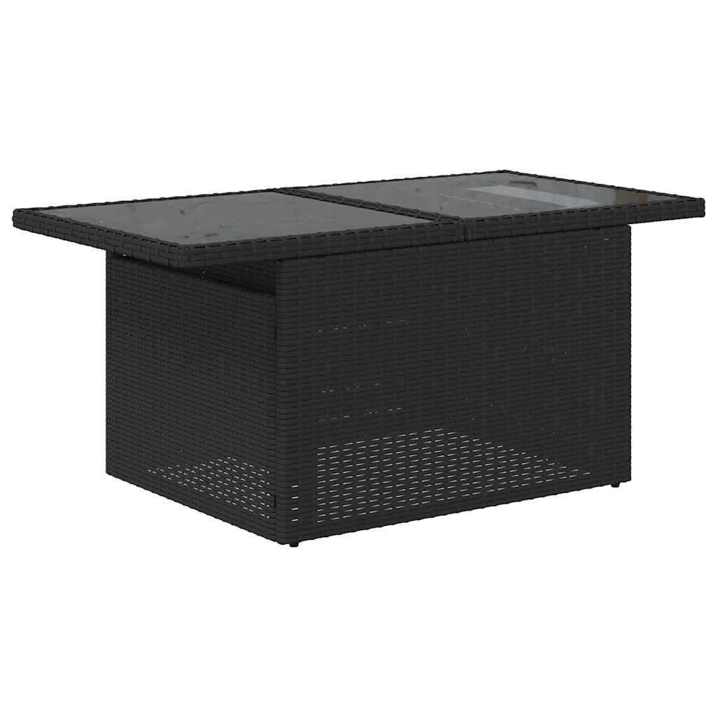 Set Divani da Giardino 5 pz con Cuscini Nero Polyrattan Acacia