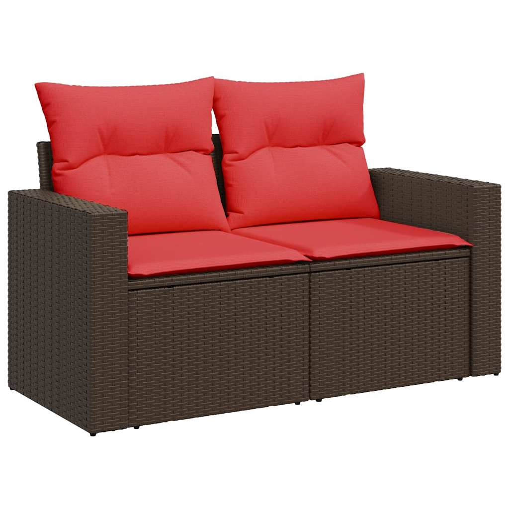 Set Divano Giardino 6 pz con Cuscini Marrone Polyrattan Acacia