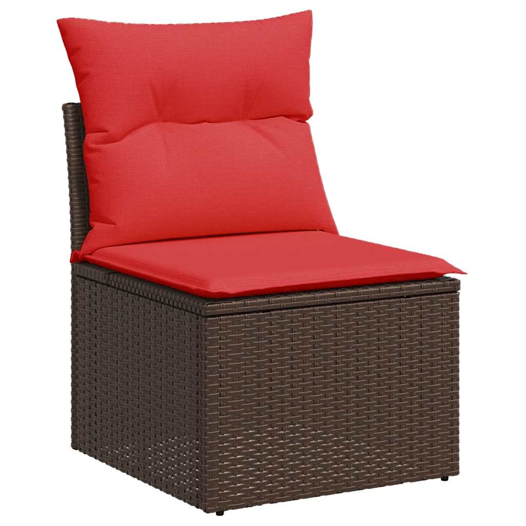 Set Divano Giardino 6 pz con Cuscini Marrone Polyrattan Acacia