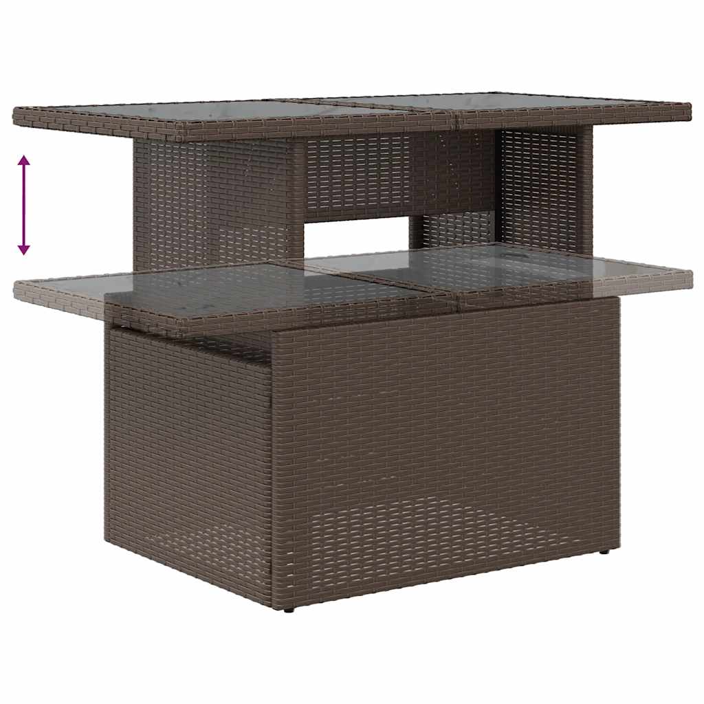 Set Divano da Giardino 5 pz Cuscini Marrone Polyrattan e Acacia