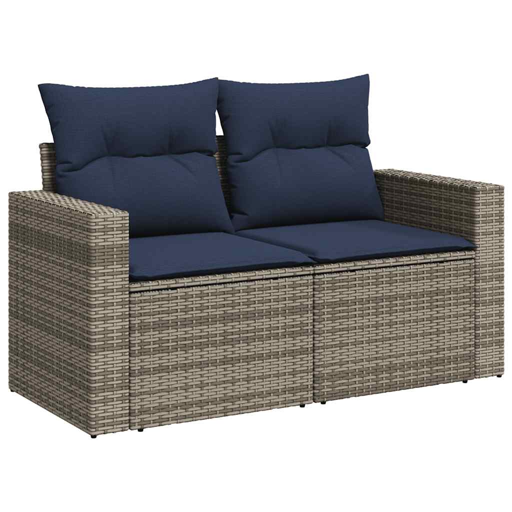 Set Divano da Giardino 6pz con Cuscini Grigio Polyrattan Acacia