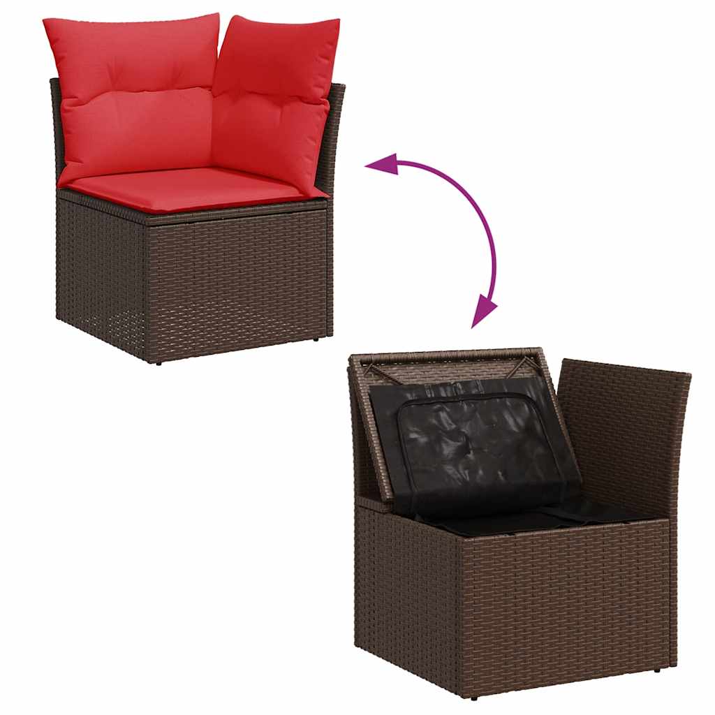 Set Divani da Giardino 7pz con Cuscini Grigio Polyrattan Acacia