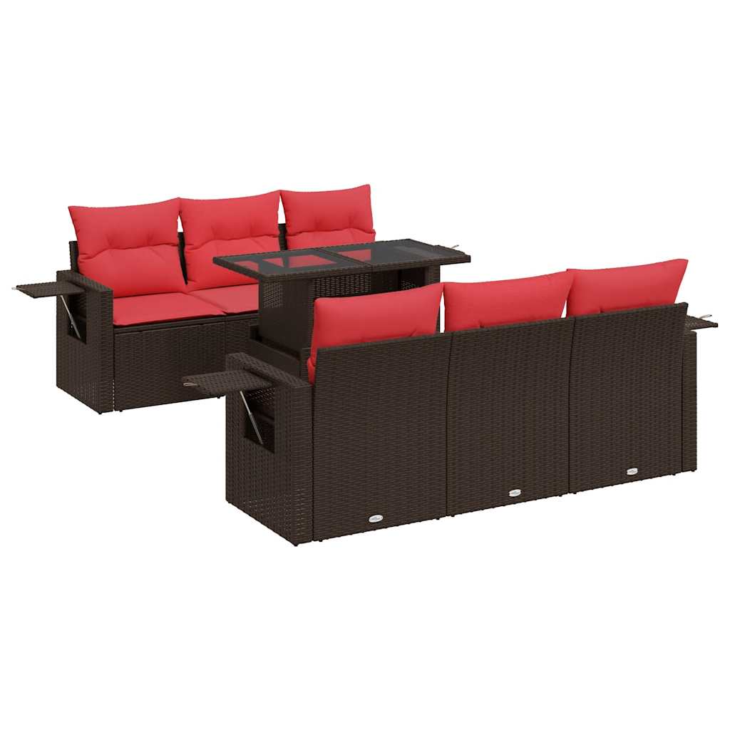 Set Divani da Giardino 7 pz con Cuscini Marrone