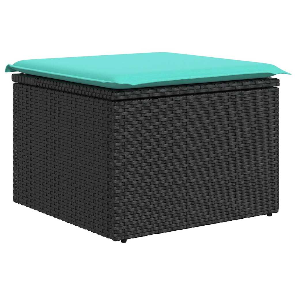 Set Divano Giardino 6 pz con Cuscini Nero Polyrattan Acacia