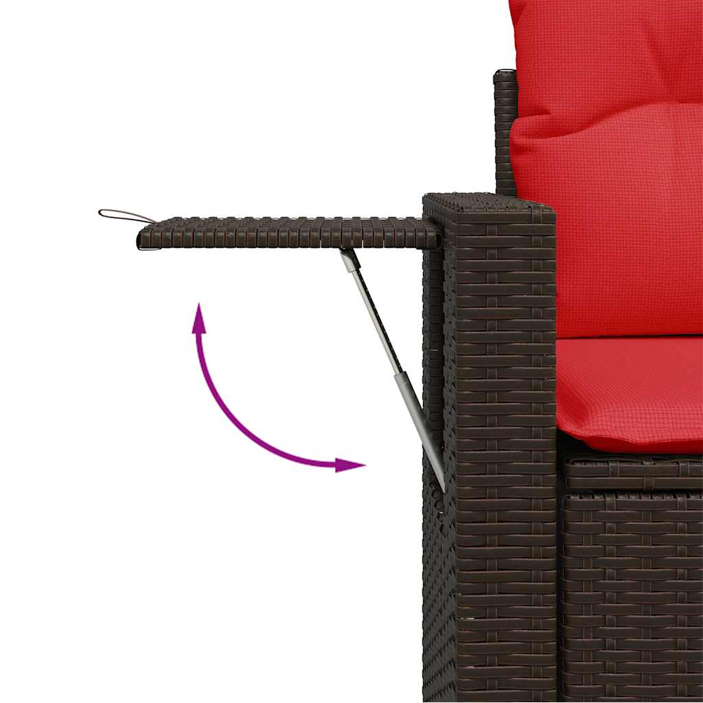 Set Divano Giardino 5 pz con Cuscini Marrone Polyrattan Acacia