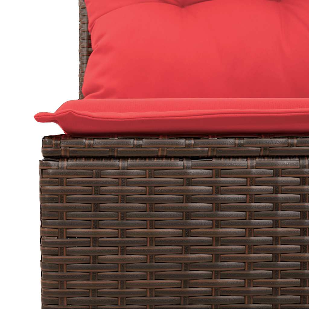 Set Divano Giardino 5 pz con Cuscini Marrone Polyrattan Acacia