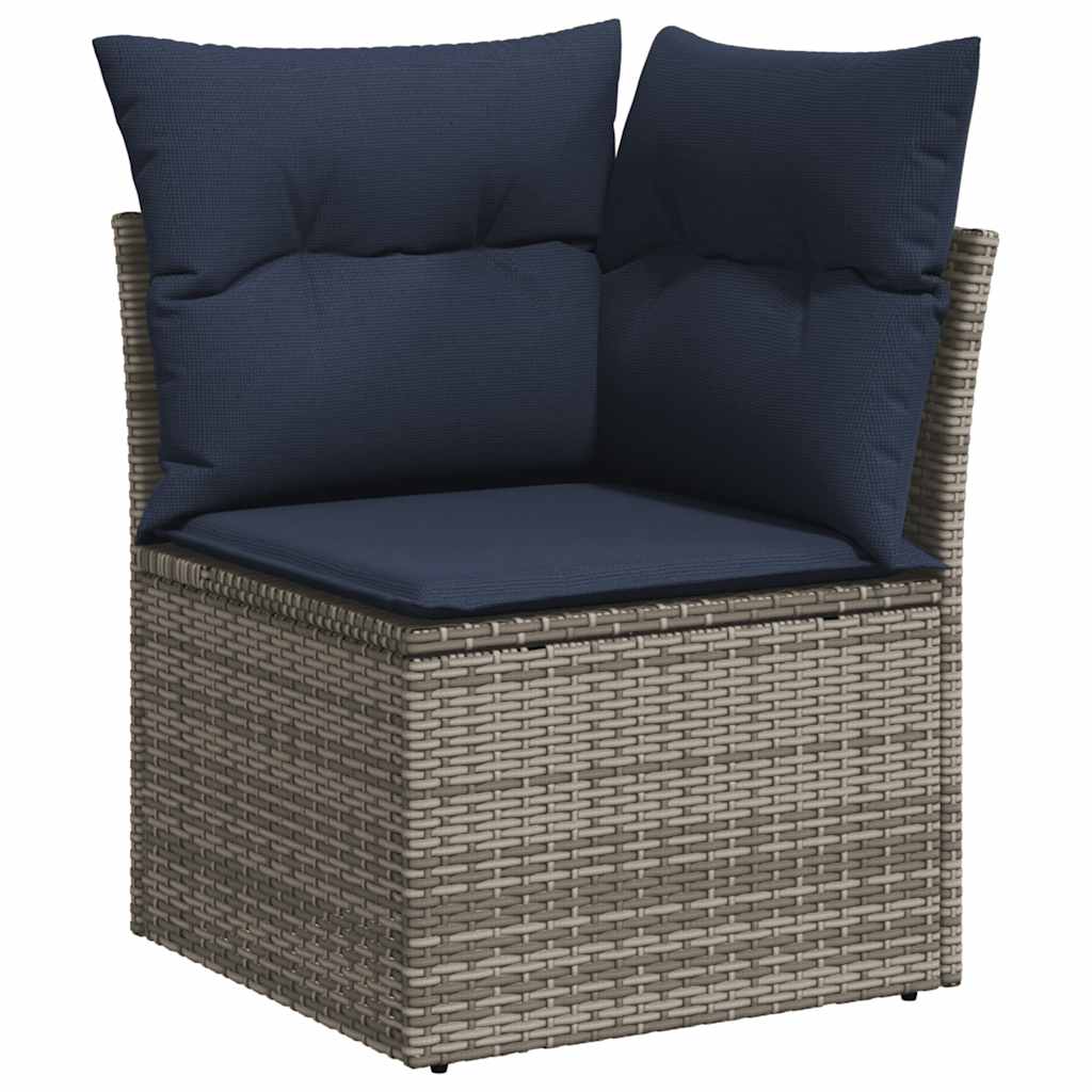 Set Divano da Giardino 6pz con Cuscini Grigio Polyrattan Acacia