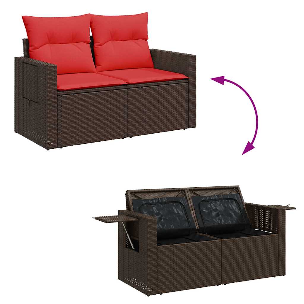 Set Divani da Giardino 7 pz con Cuscini Marrone