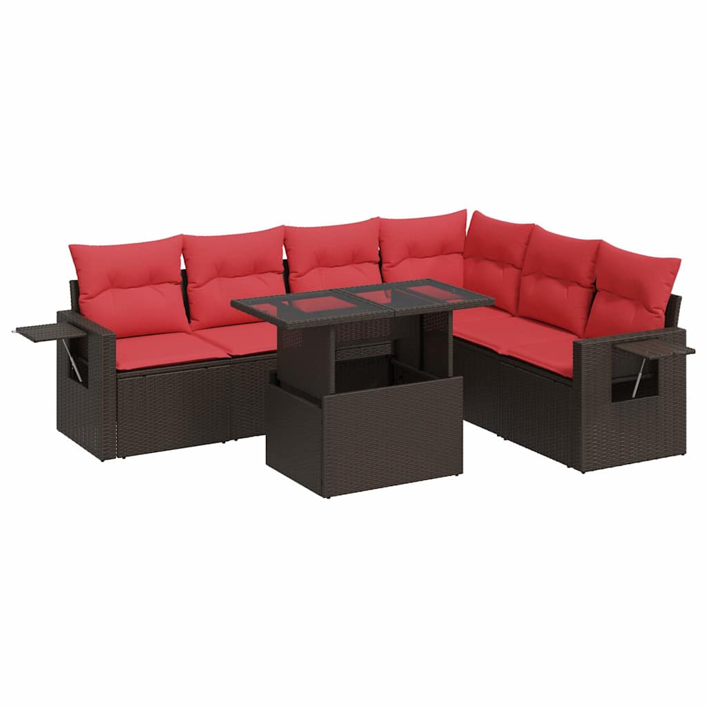 Set Divani da Giardino 7 pz con Cuscini Marrone