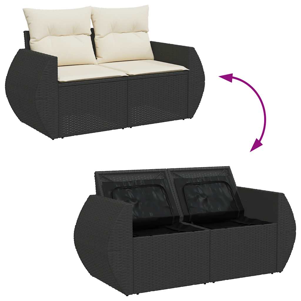 Set Divani da Giardino 5 pz con Cuscini in Polyrattan Nero