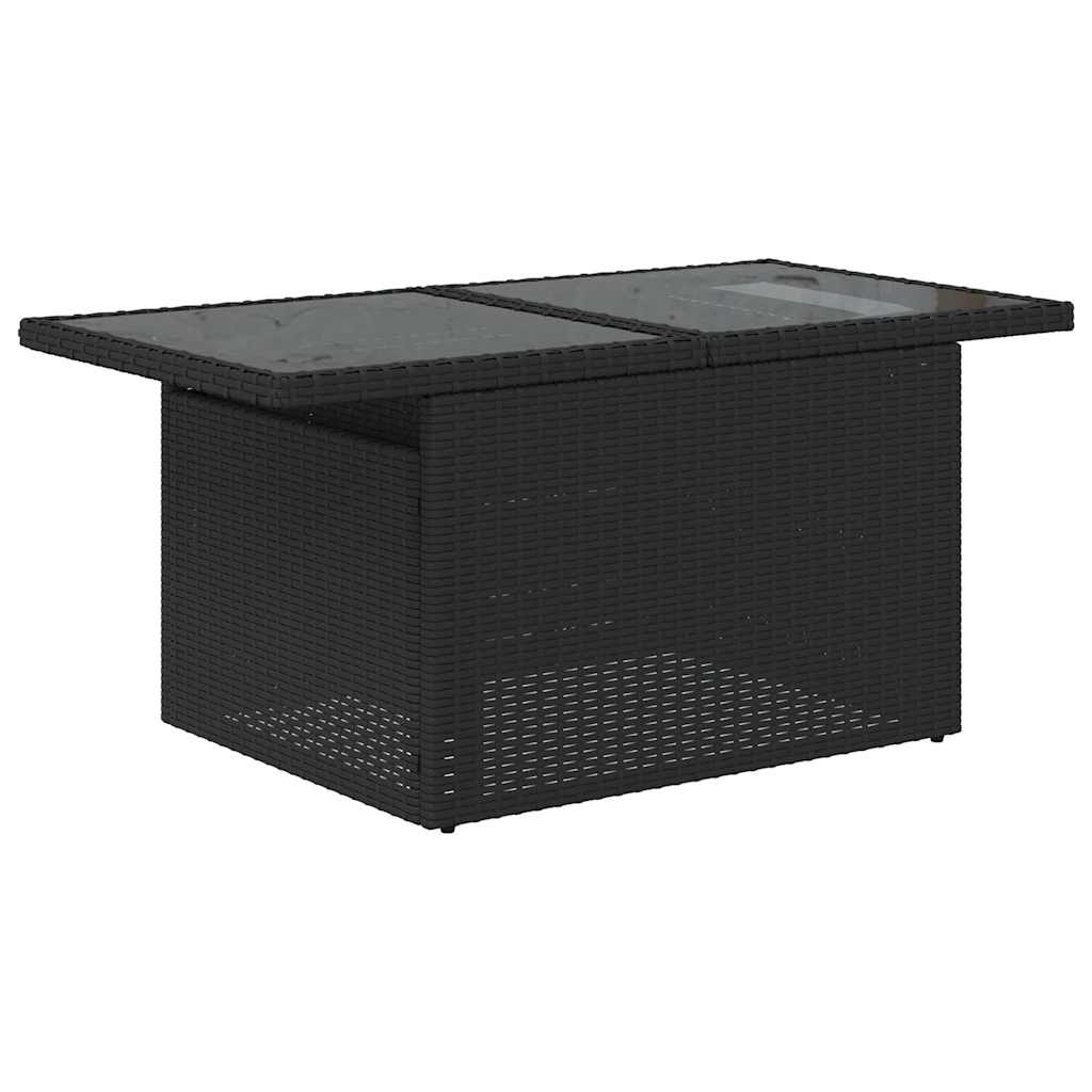 Set Divani da Giardino 5 pz con Cuscini Nero Polyrattan Acacia