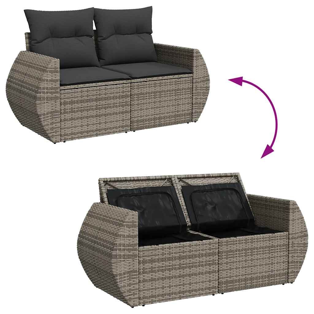 Set Divano da Giardino 5 pz con Cuscini Grigio in Polyrattan