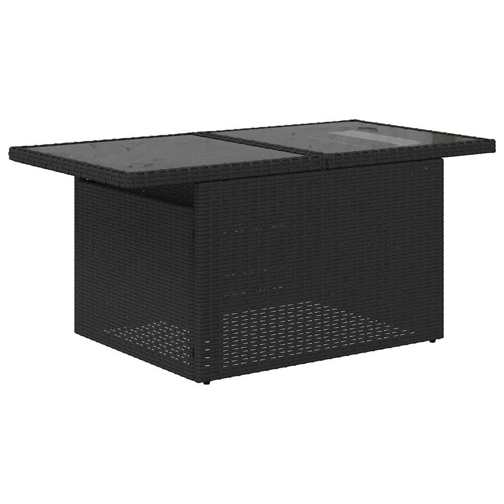 Set Divano da Giardino 5 pz con Cuscini Nero Polyrattan Acacia