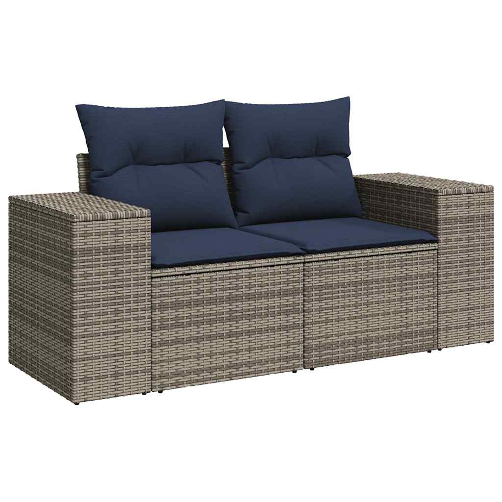 Set Divano da Giardino 5pz con Cuscini Grigio Polyrattan
