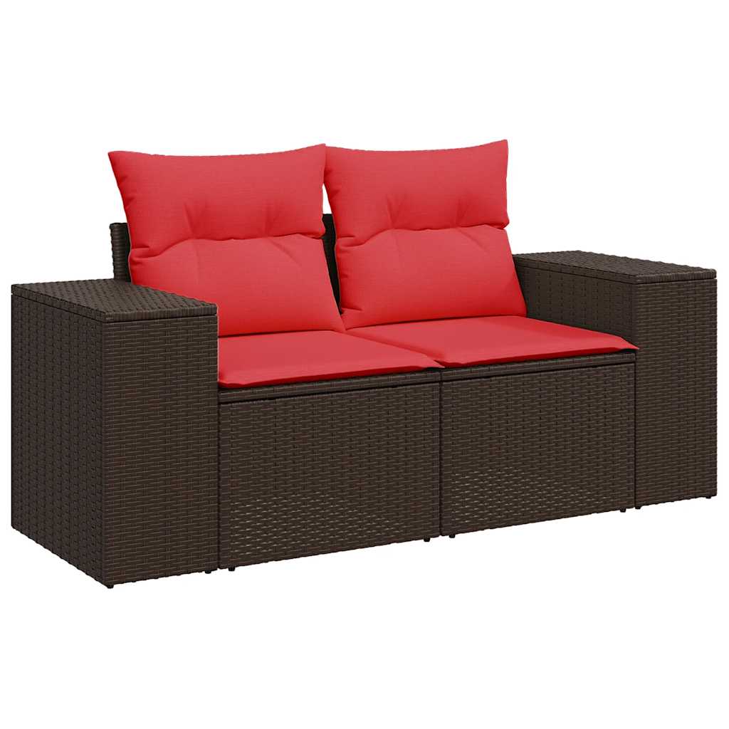Set Divani Giardino 7 pz con Cuscini Polyrattan Acacia Marrone