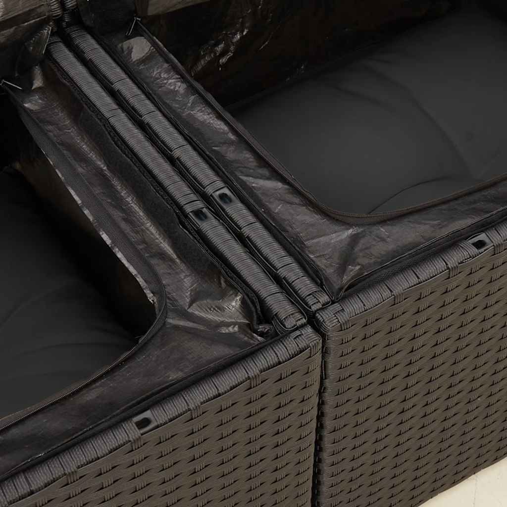 Set Divani da Giardino 5 pz con Cuscini in Polyrattan Nero
