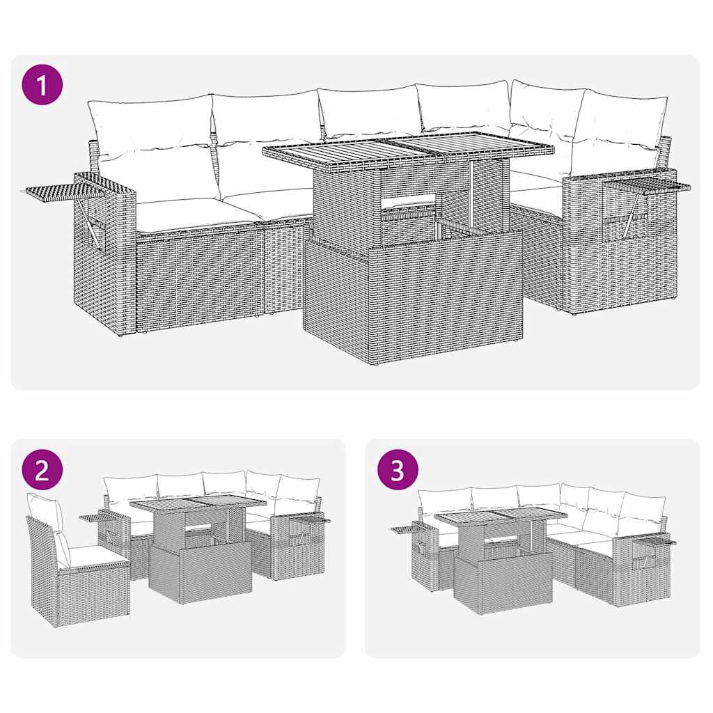 Set Divano da Giardino 6 pz con Cuscini Grigio in Polyrattan